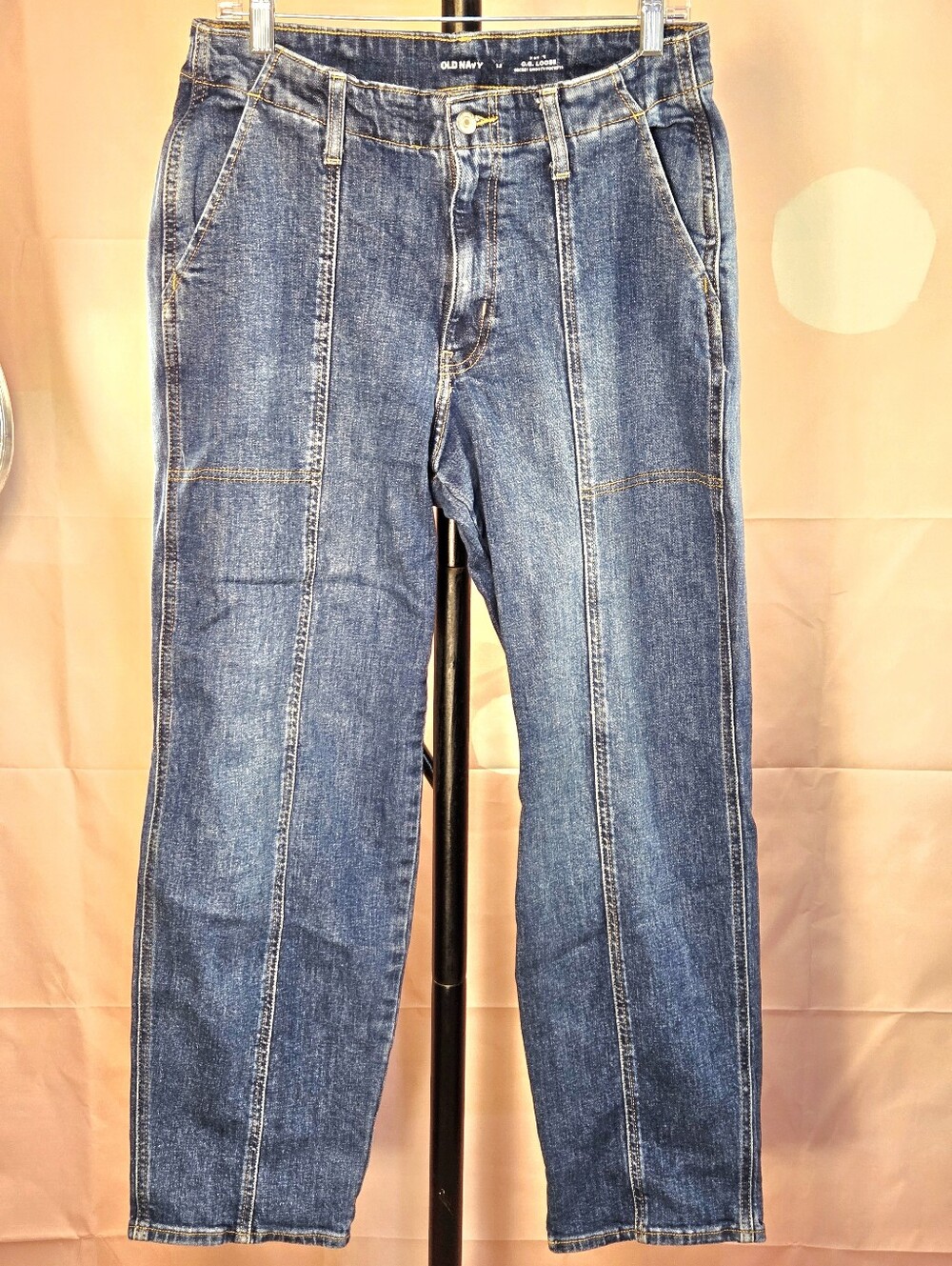 Old Navy Womens O.G. Loose Dark Blue Jeans w/ Vertical Seam Detail Size 12